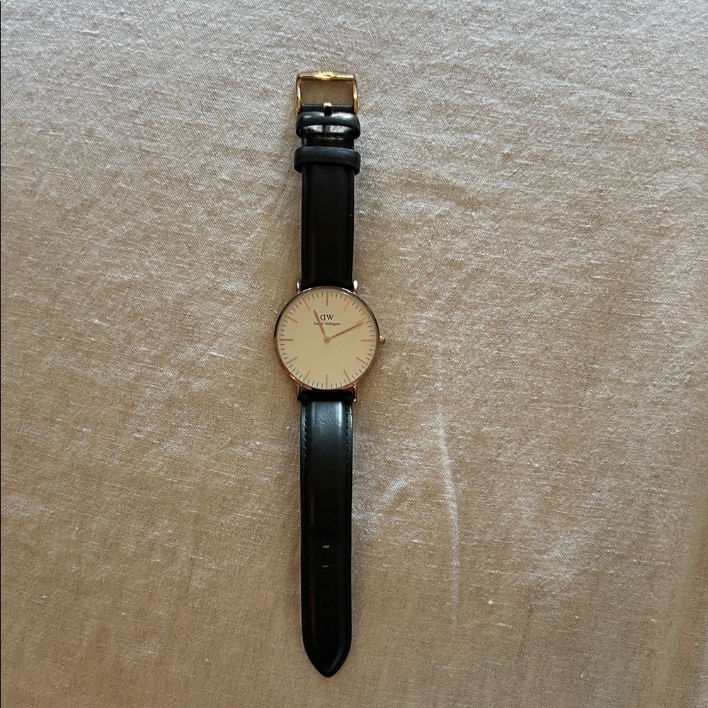 Black Leather Strap Watch by DW
